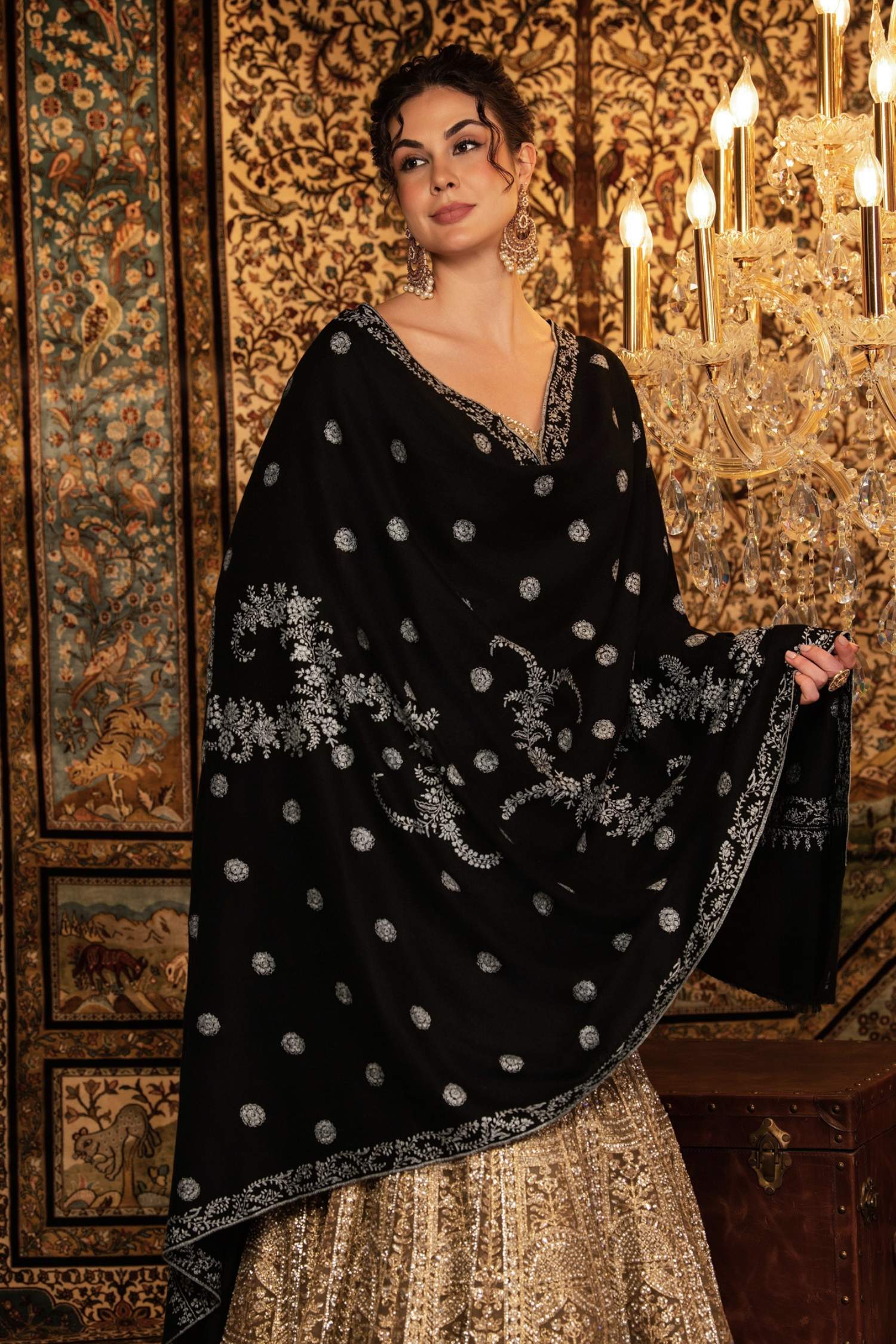 Ostab Black Pashmina Shawl